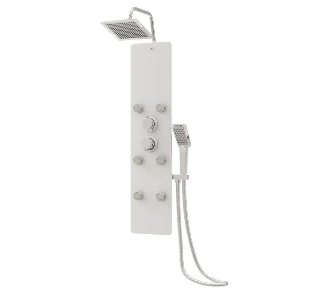 vidaXL Duschsystem Duschpaneel Glas Weiß - Bild 2