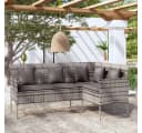 vidaXL Gartensofa L-Form Grau PE-Rattan mit Kissen Bild 1