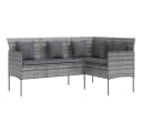 vidaXL Gartensofa L-Form Grau PE-Rattan mit Kissen Bild 2