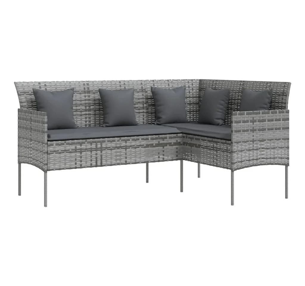 vidaXL Gartensofa L-Form Grau PE-Rattan mit Kissen - Bild 2