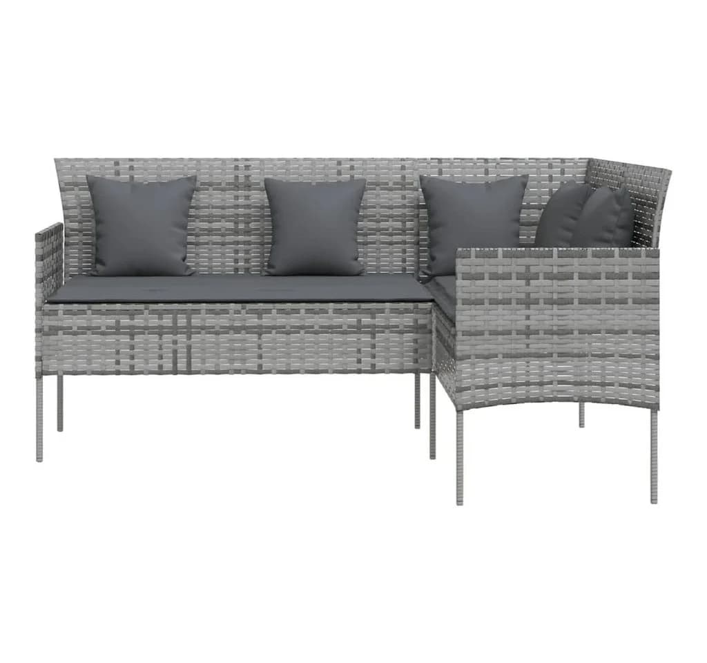 vidaXL Gartensofa L-Form Grau PE-Rattan mit Kissen - Bild 3
