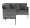 vidaXL Gartensofa L-Form Grau PE-Rattan mit Kissen Bild 4