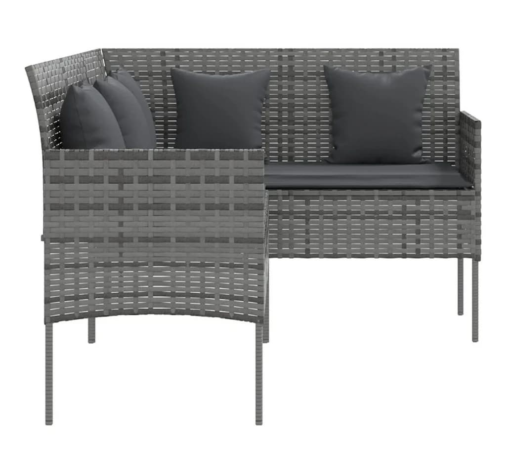 vidaXL Gartensofa L-Form Grau PE-Rattan mit Kissen - Bild 4