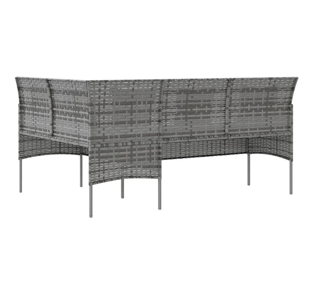 vidaXL Gartensofa L-Form Grau PE-Rattan mit Kissen - Bild 5
