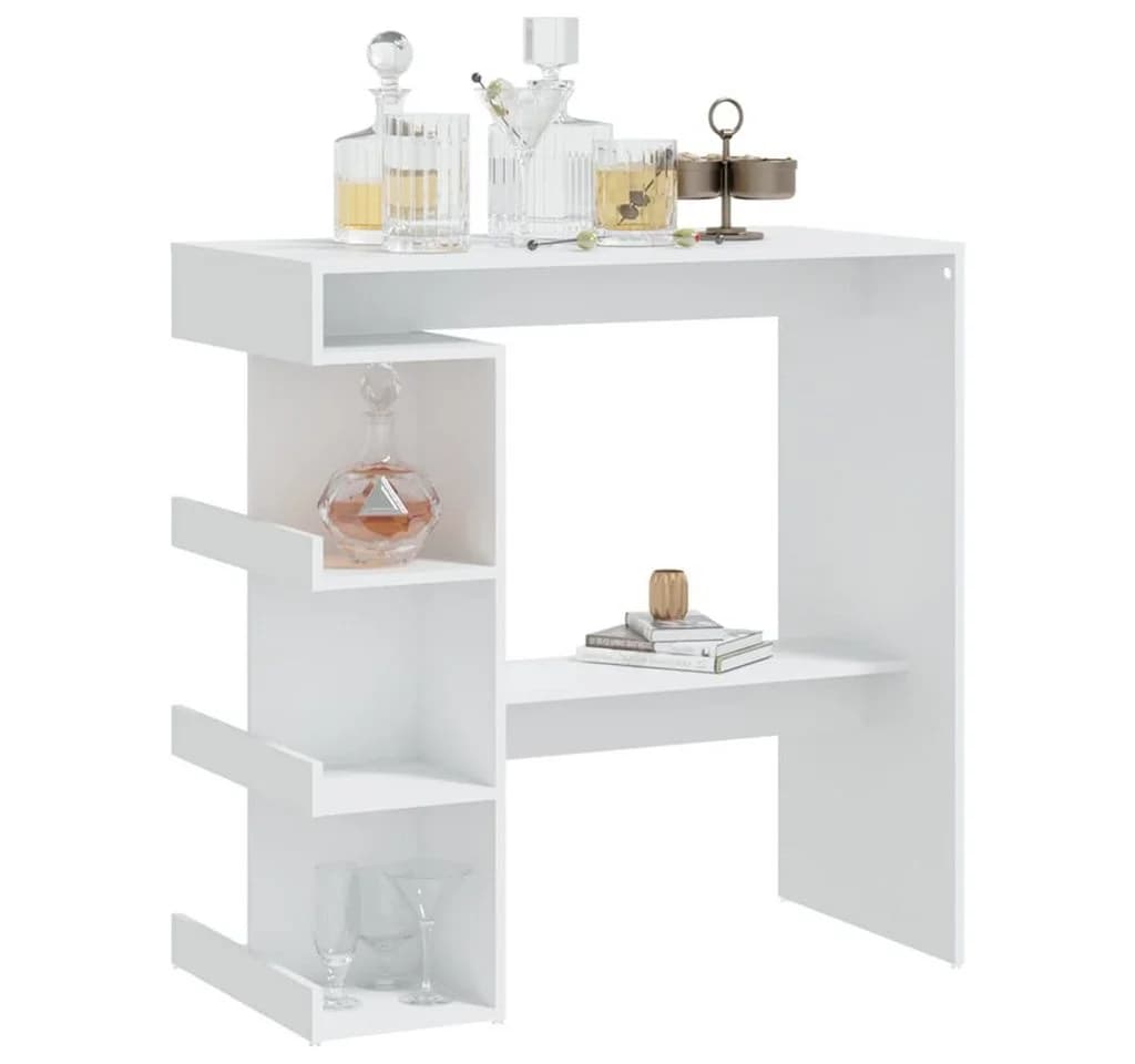 vidaXL Bartisch mit Regal Weiß 100x50x101,5 cm Holzwerkstoff - Bild 4