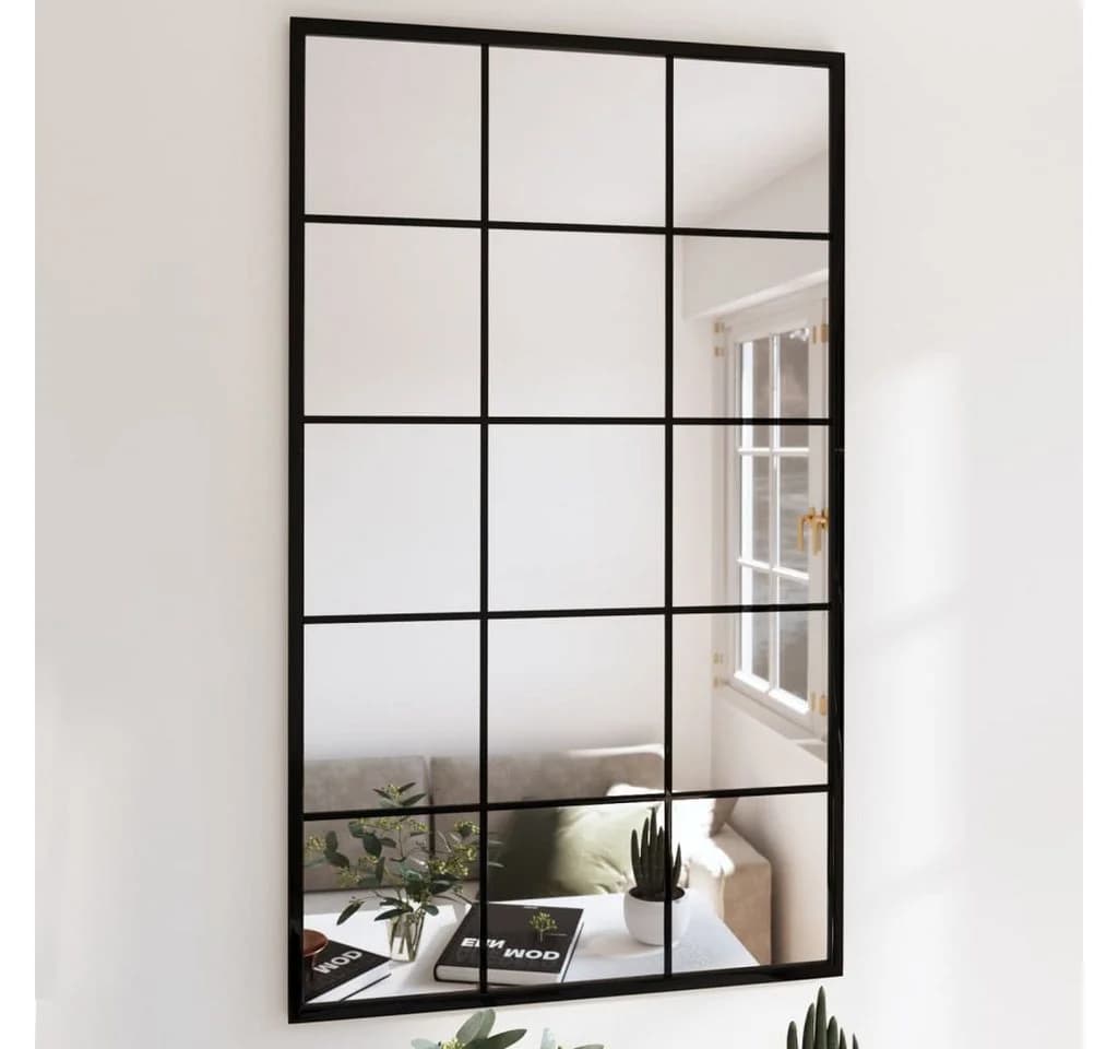 vidaXL Spiegel 100 x 60 cm Wandspiegel Schwarz Metall