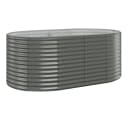 vidaXL Hochbeet Oval Pulverbeschichteter Stahl Grau Bild 2