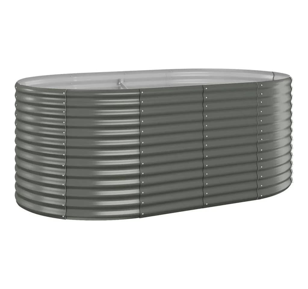 vidaXL Hochbeet Oval Pulverbeschichteter Stahl Grau - Bild 2