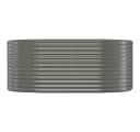 vidaXL Hochbeet Oval Pulverbeschichteter Stahl Grau Bild 3