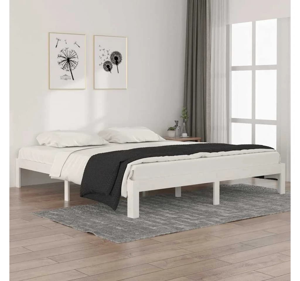 vidaXL Massivholzbett Weiß 180x200 cm Kiefernholz