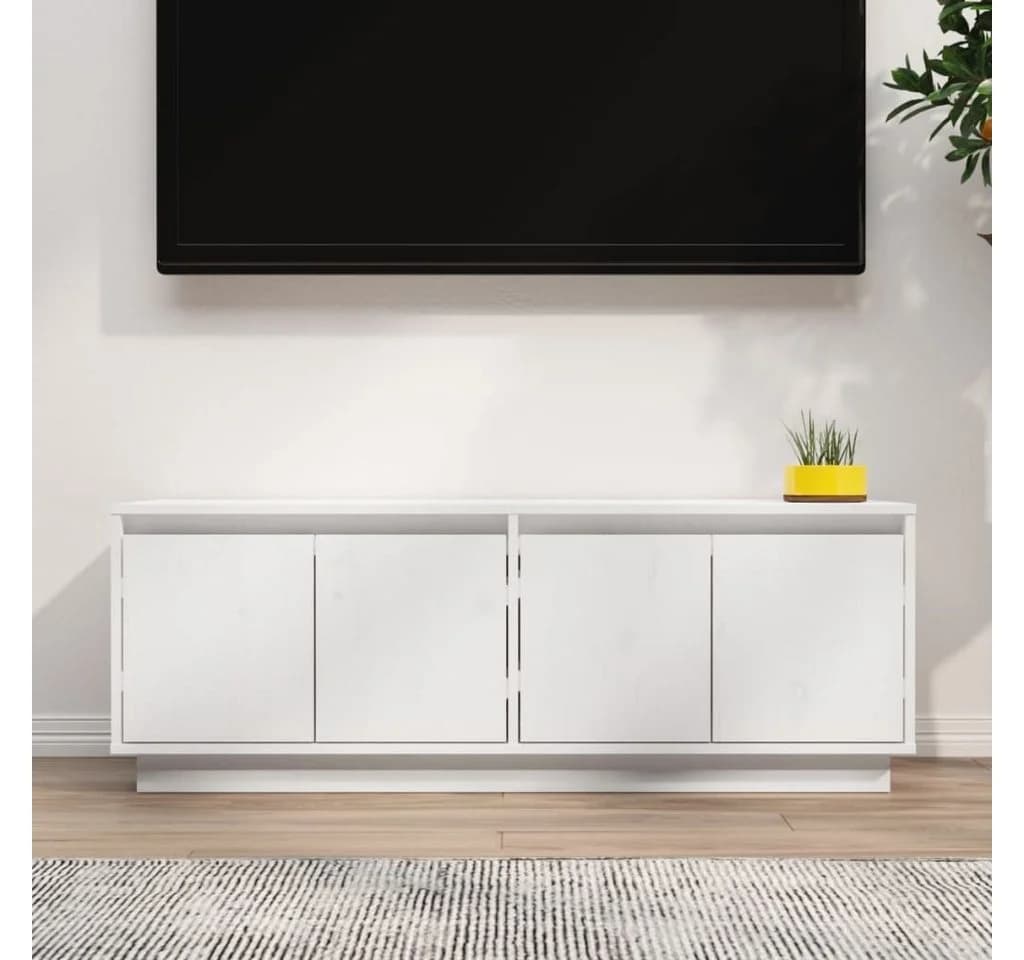 vidaXL TV-Schrank Weiß Massivholz Kiefer