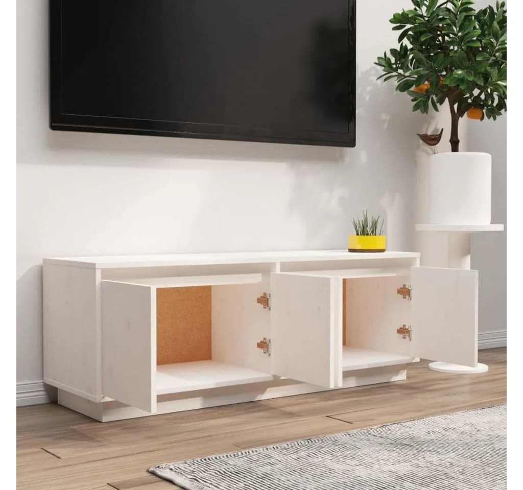 vidaXL TV-Schrank Weiß Massivholz Kiefer - Bild 3