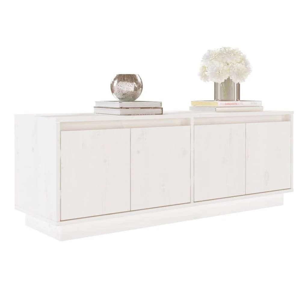 vidaXL TV-Schrank Weiß Massivholz Kiefer - Bild 4
