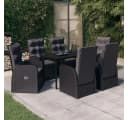 vidaXL Garten-Essgruppe 7-tlg. mit Kissen Schwarz PE-Rattan Bild 1