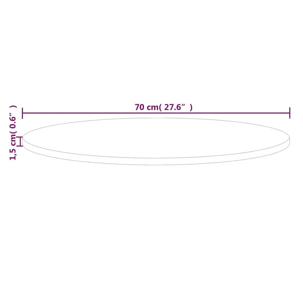 vidaXL Runde Tischplatte Ø70 cm Massivholz Eiche Unbehandelt - Bild 5