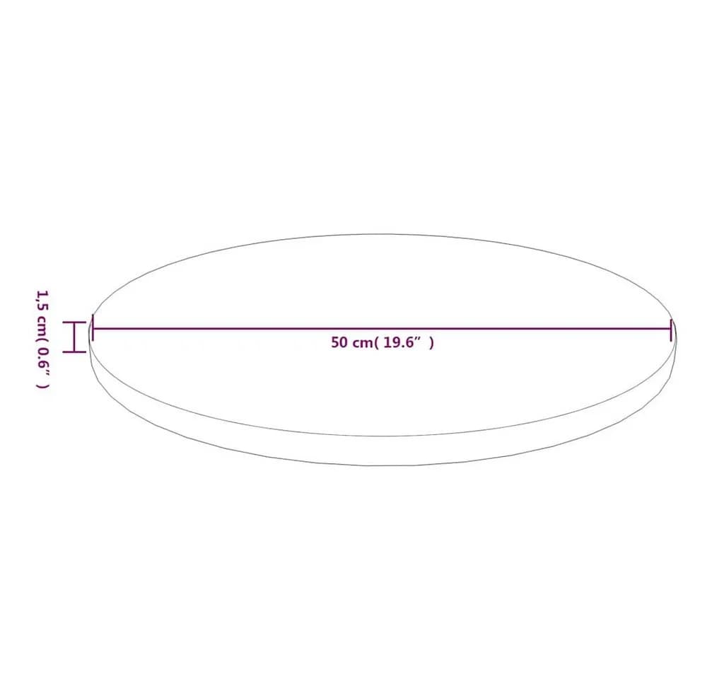 vidaXL Tischplatte Runde Hellbraun Ø50x1,5 cm Eichenholz - Bild 5