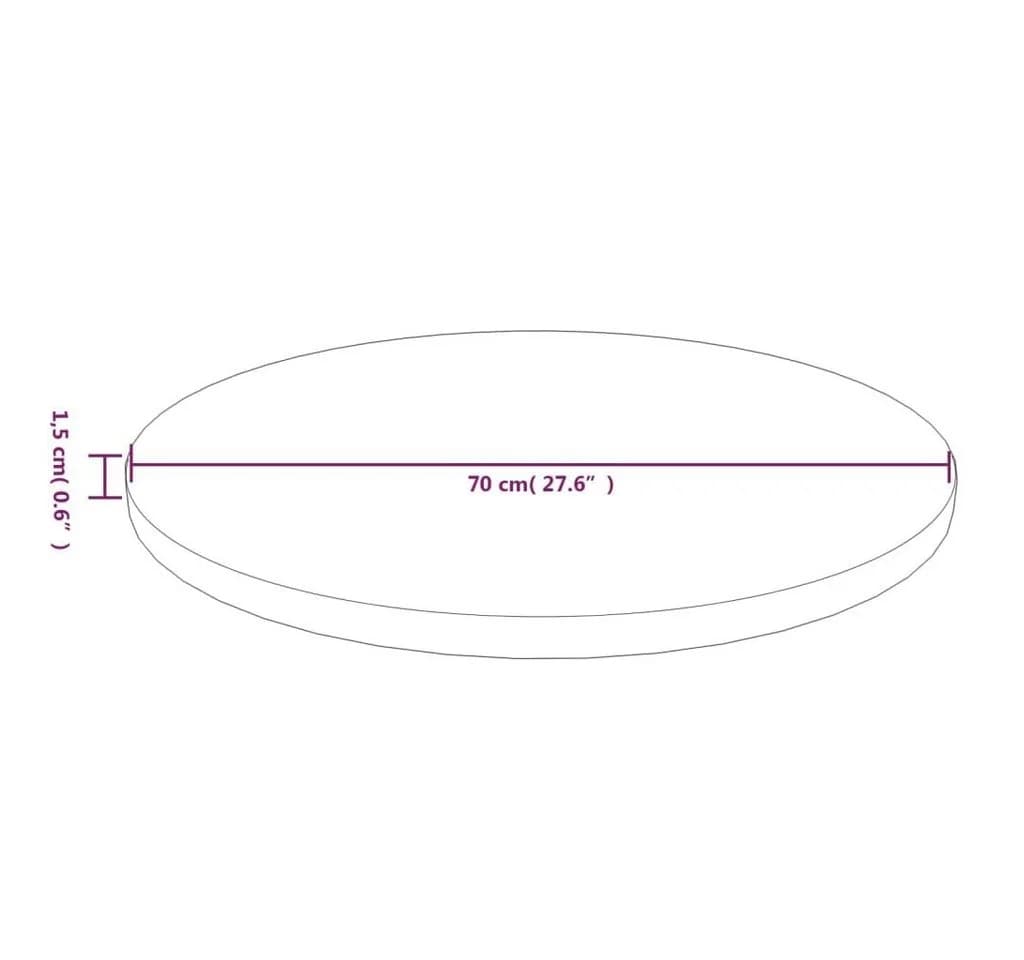 vidaXL Runde Tischplatte Dunkelbraun Massiv Eiche Ø70cm - Bild 4