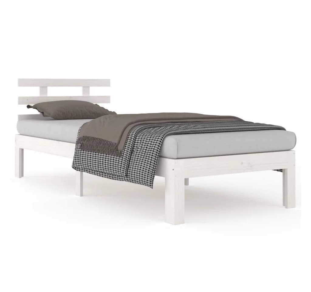 vidaXL Massivholzbett Weiß 100x200 cm mit Kopfteil