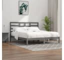 vidaXL Massivholzbett Grau 200x200 cm mit Kopfteil Bild 1