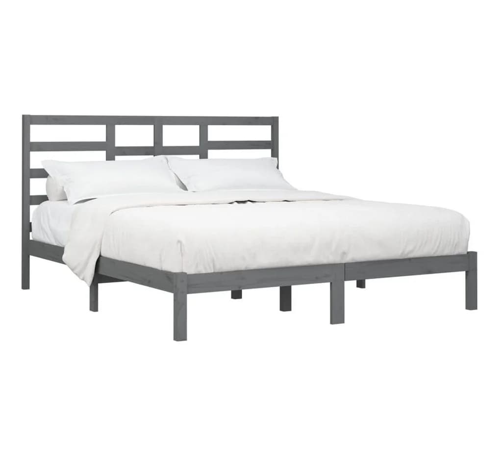 vidaXL Massivholzbett Grau 200x200 cm mit Kopfteil - Bild 2