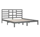 vidaXL Massivholzbett Grau 200x200 cm mit Kopfteil Bild 3