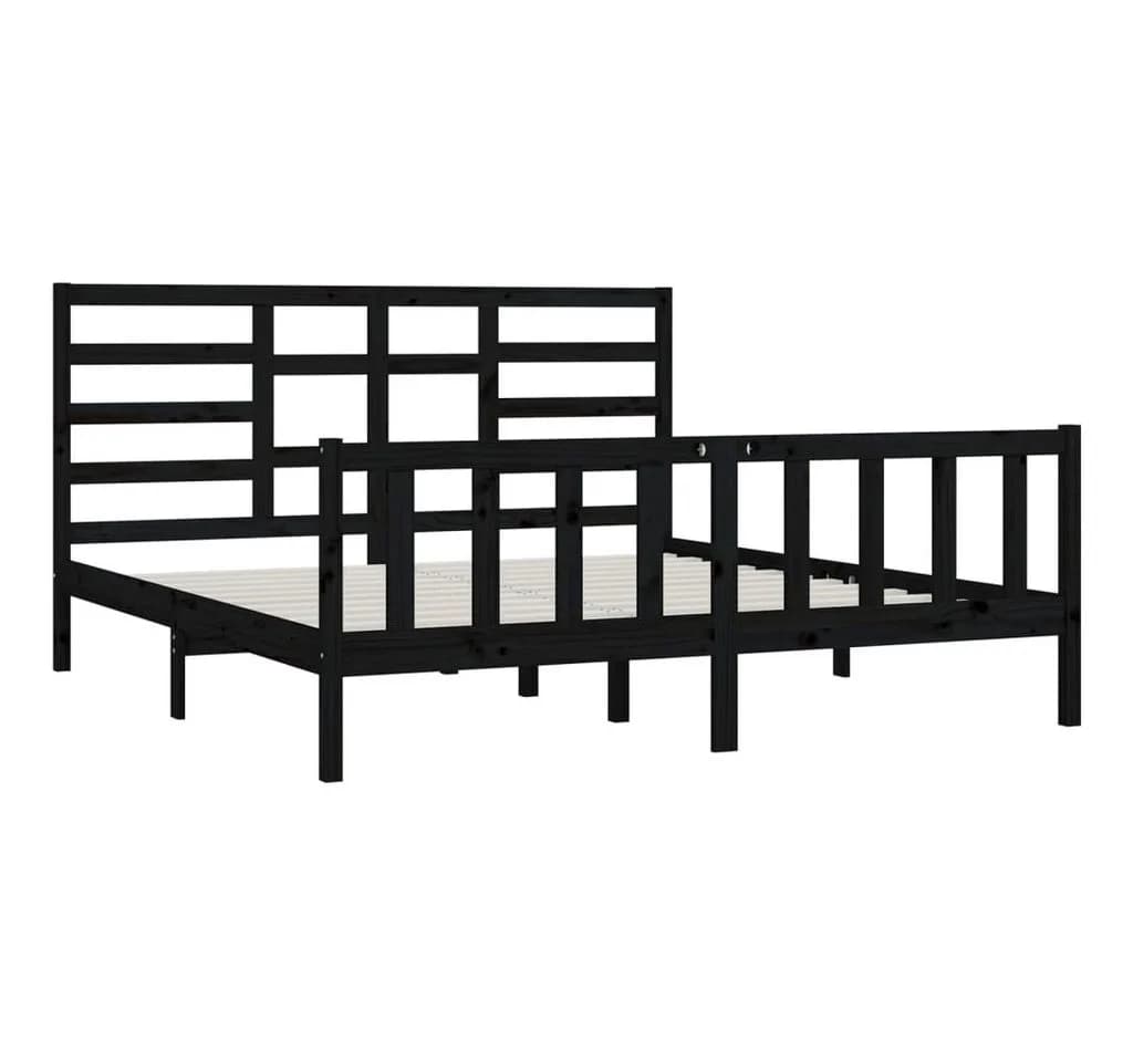 vidaXL Bettgestell 200x200 cm Schwarz Massivholz - Bild 2