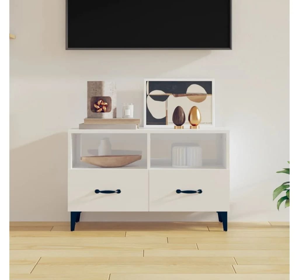 vidaXL TV-Schrank Hochglanz-Weiß mit Stauraum