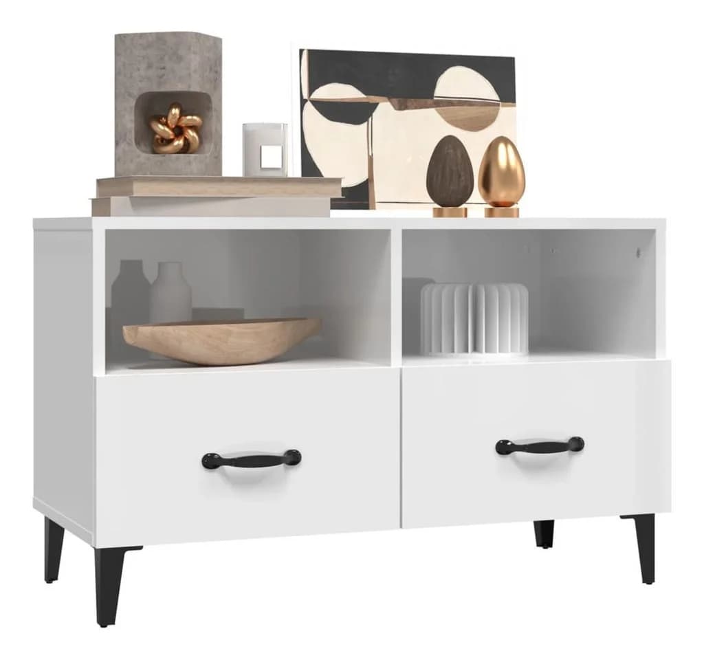 vidaXL TV-Schrank Hochglanz-Weiß mit Stauraum - Bild 4