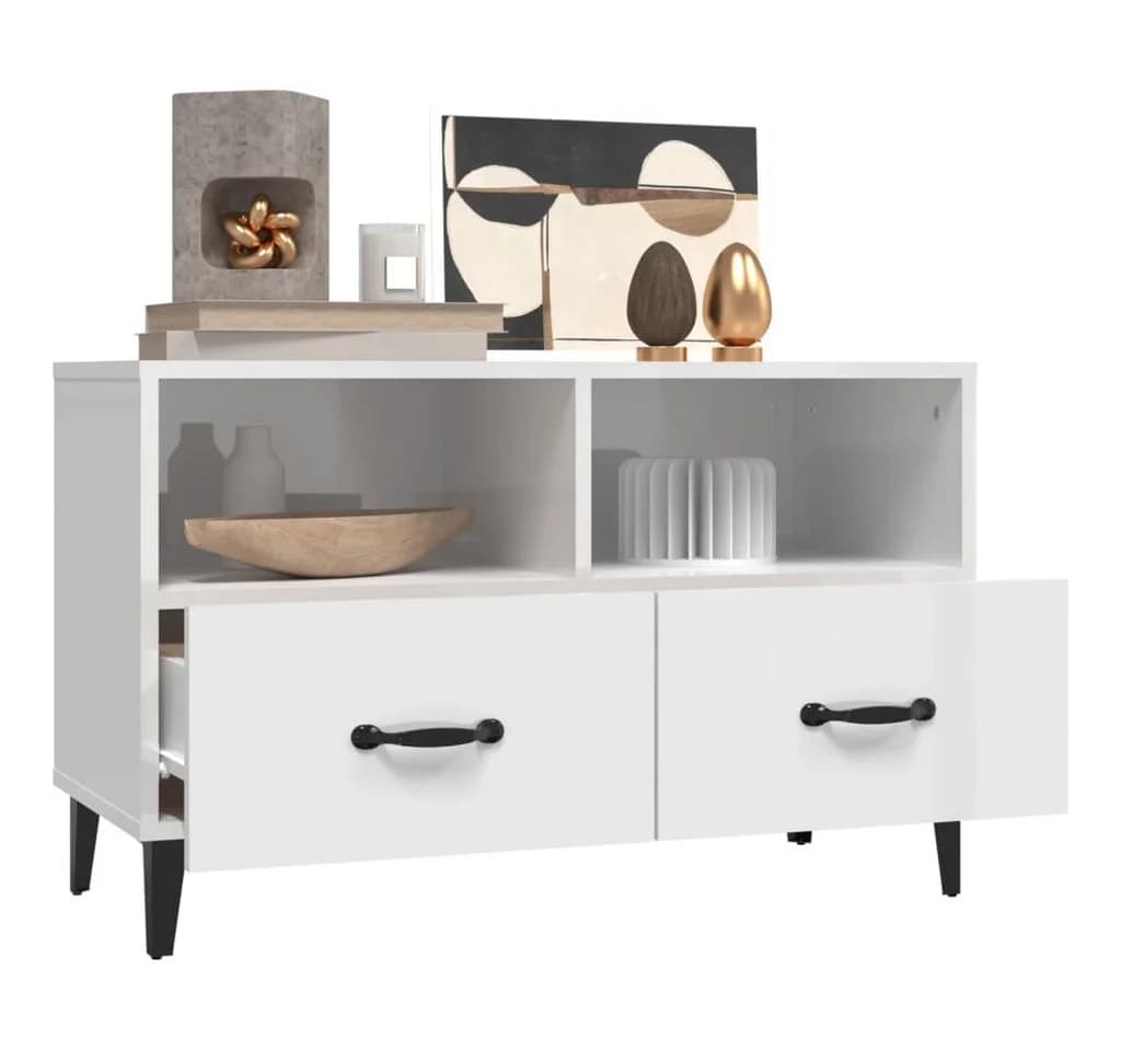 vidaXL TV-Schrank Hochglanz-Weiß mit Stauraum - Bild 5