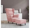vidaXL Ohrensessel mit Hocker Rosa Samt Bild 1