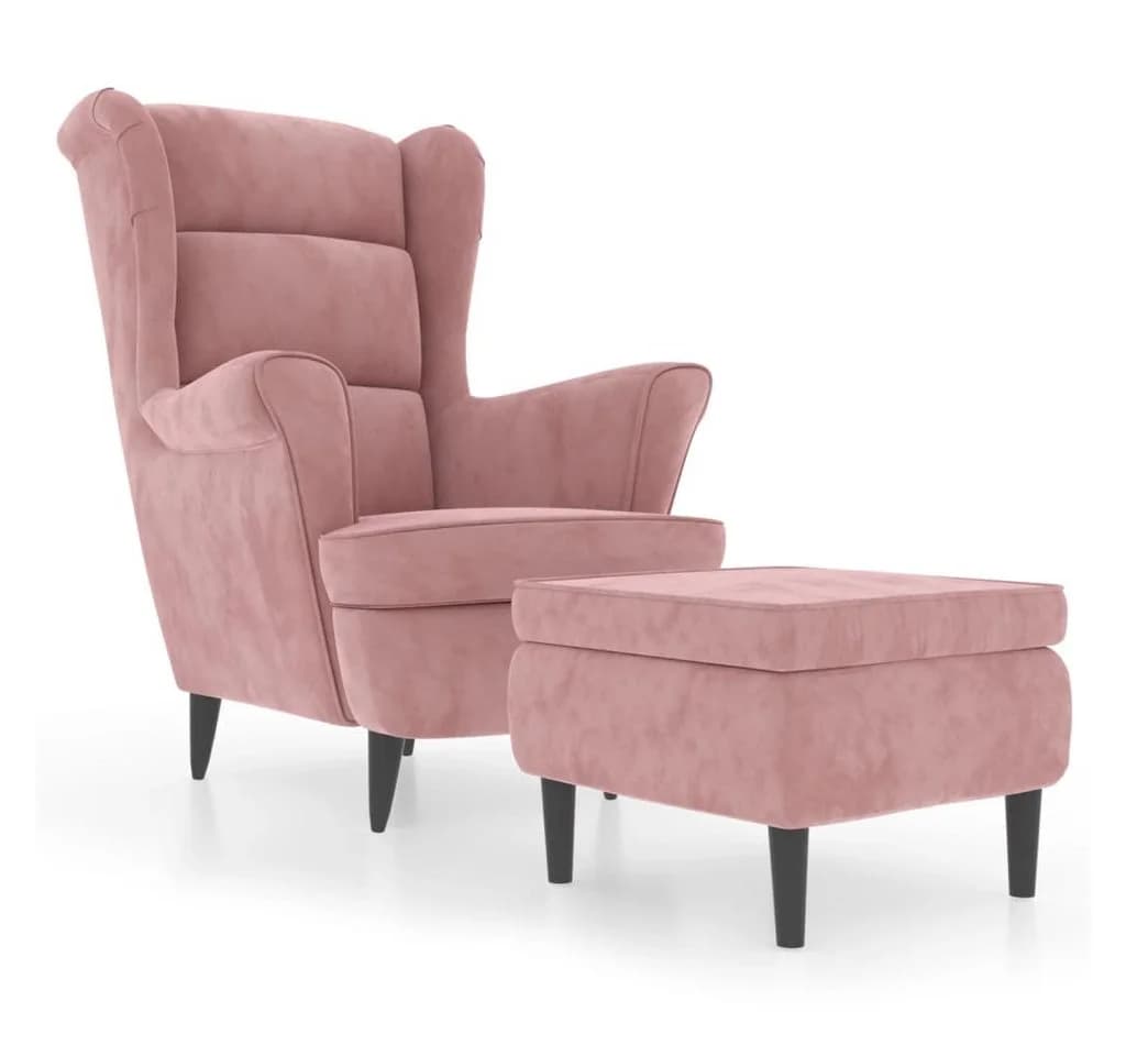 vidaXL Ohrensessel mit Hocker Rosa Samt - Bild 2