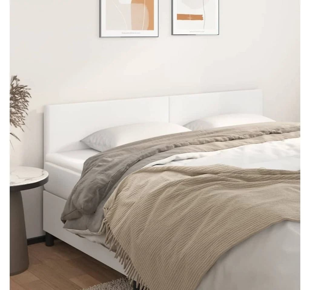 vidaXL Bett-Kopfteil Weiß Kunstleder Höhenverstellbar