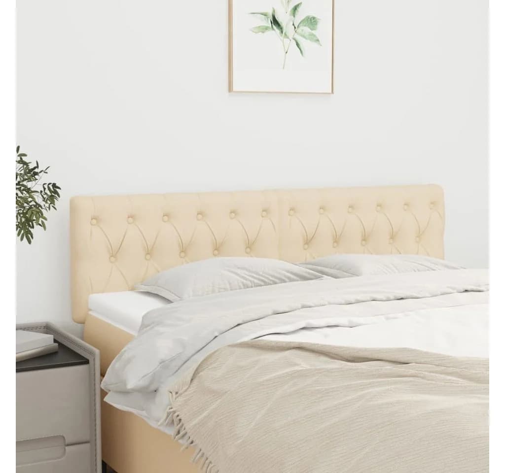 vidaXL Bett Kopfteil Creme 144 cm Stoff Höhenverstellbar