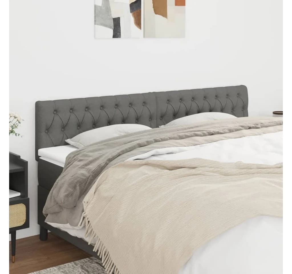 vidaXL Bett Kopfteil Dunkelgrau Stoff Höhenverstellbar
