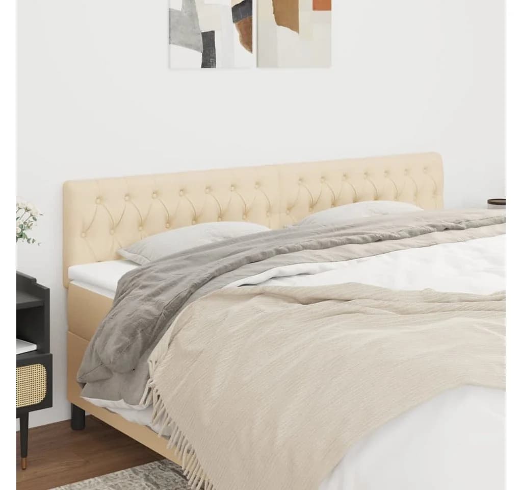 vidaXL Bett Kopfteil Creme 200 cm Stoff höhenverstellbar