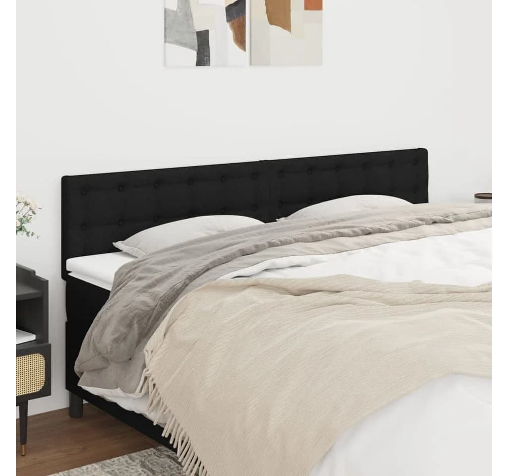 vidaXL Bett Kopfteil Schwarz Stoff Höhenverstellbar