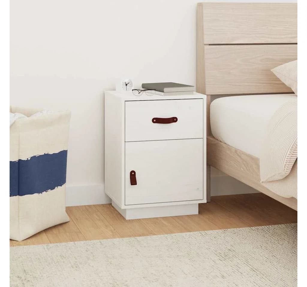 vidaXL Nachttisch Weiß Massivholz Kiefer