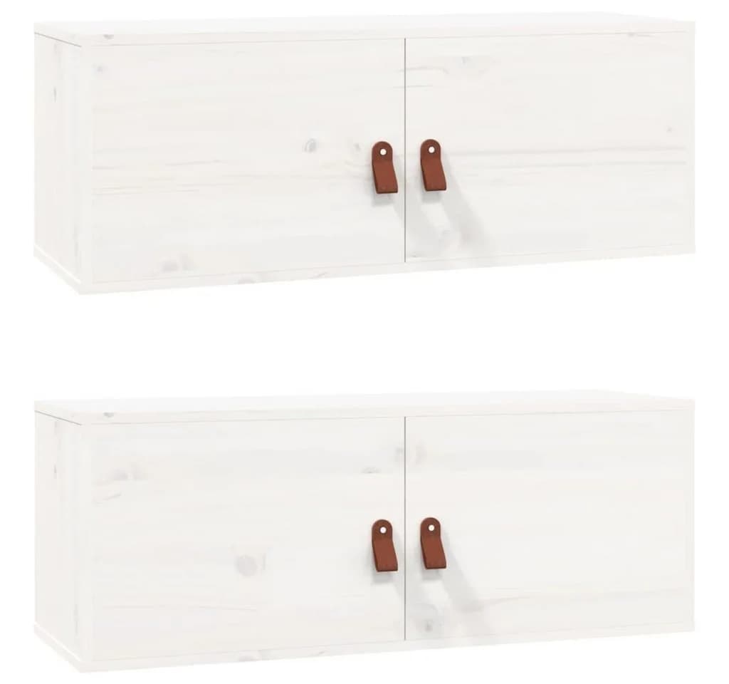 vidaXL Wandschrank 2-tlg. Weiß Massivholz Kiefer - Bild 2