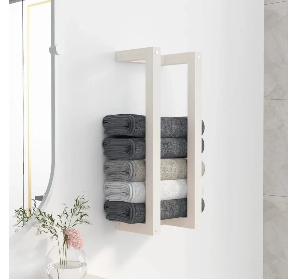 vidaXL Handtuchhalter Weiß Massivholz Kiefer