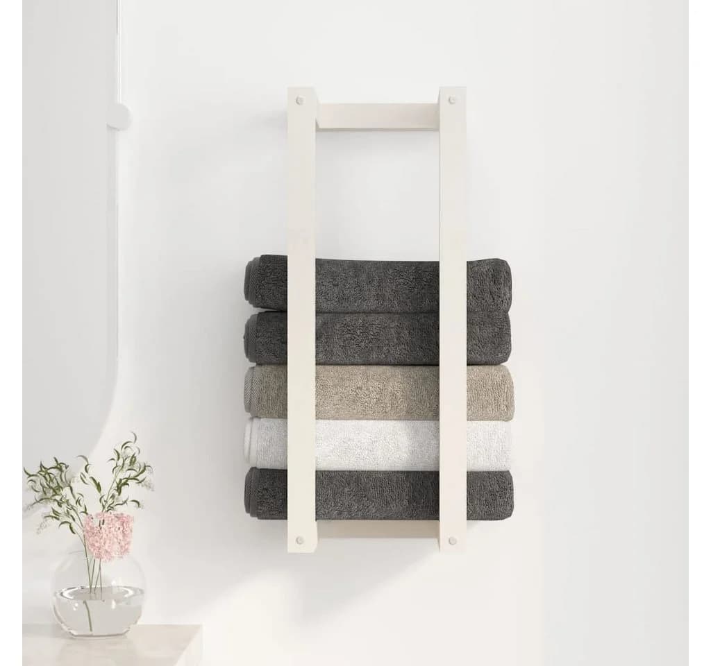 vidaXL Handtuchhalter Weiß Massivholz Kiefer - Bild 2
