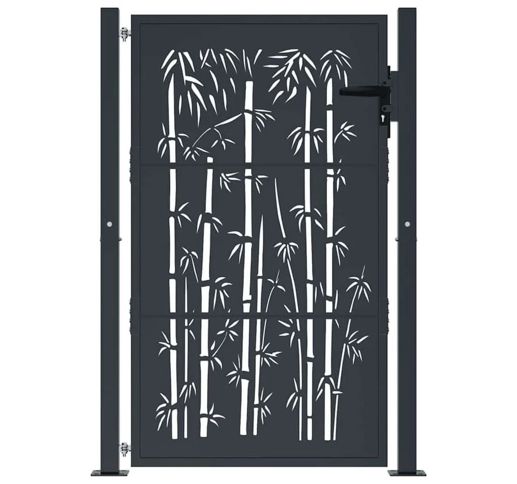 vidaXL Gartentor Anthrazit 100x150 cm Stahl Bambus-Design - Bild 3