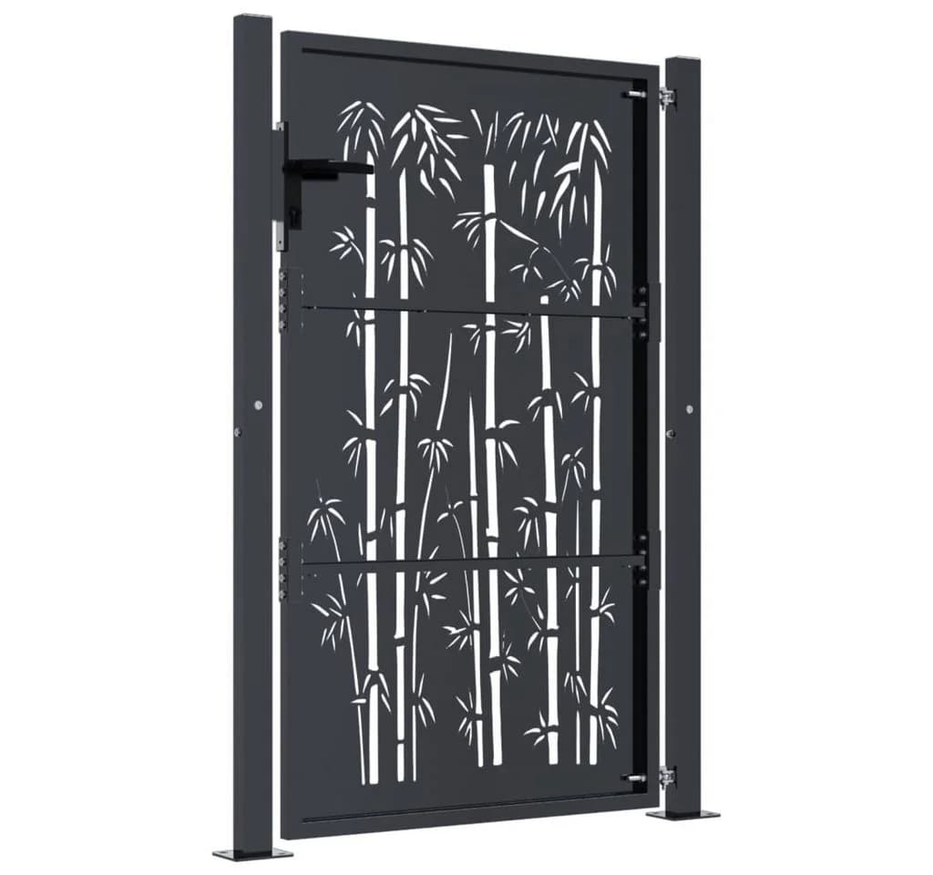 vidaXL Gartentor Anthrazit 100x150 cm Stahl Bambus-Design - Bild 4