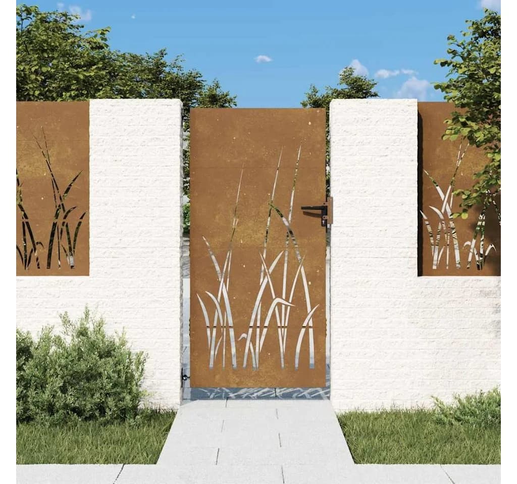 vidaXL Gartentor 85x175 cm Cortenstahl Laser-cut Design
