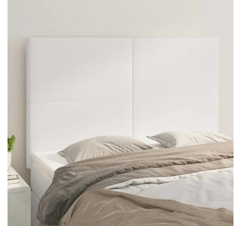 vidaXL Bett Kopfteil Weiß Kunstleder Höhenverstellbar