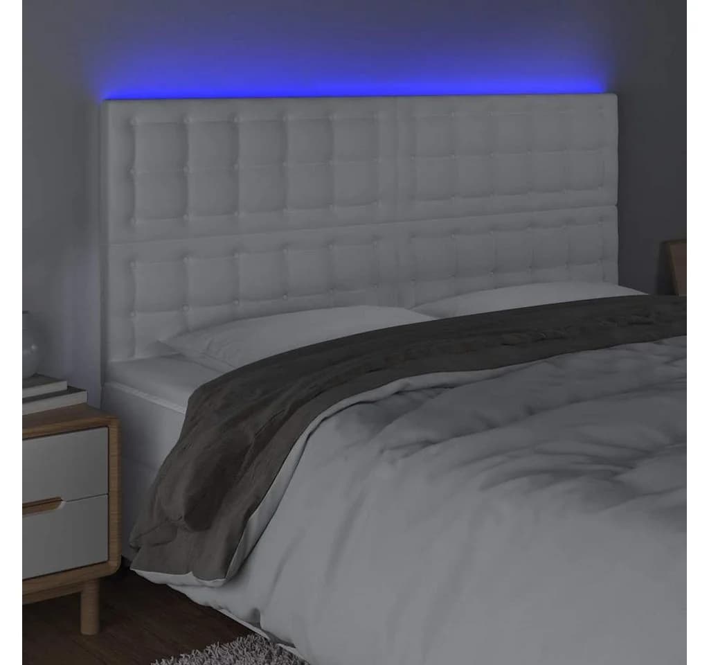 vidaXL LED Kopfteil Weiß Kunstleder höhenverstellbar - Bild 3