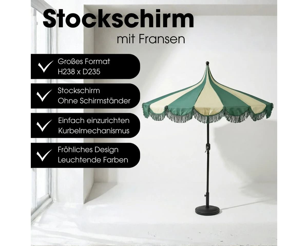 Mica Decorations Sonnenschirm Kim Dunkelgrün mit Tasche