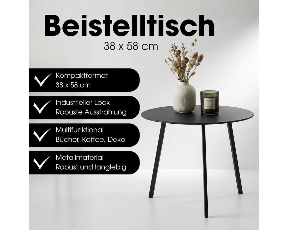 Mica Decorations Seattle Beistelltisch Schwarz Industrial Design