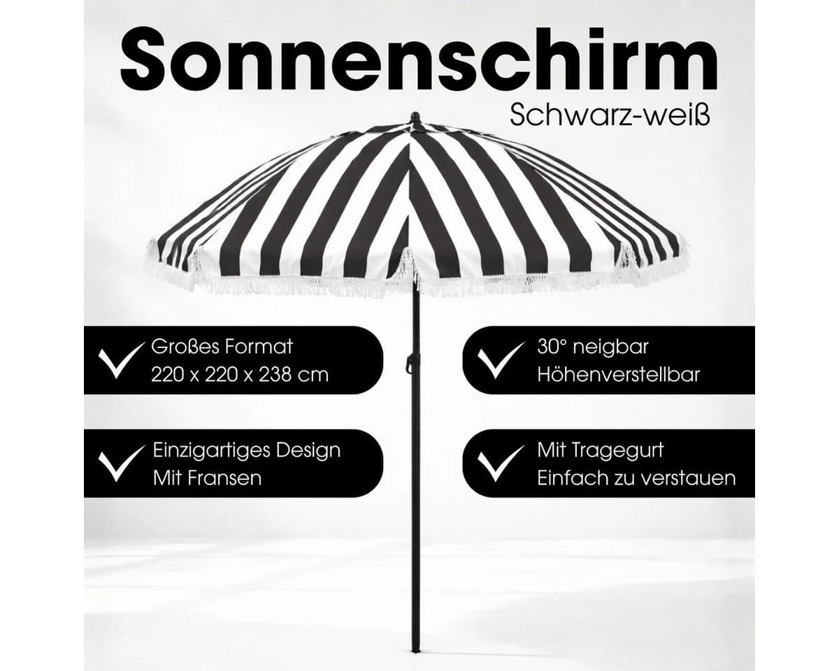 In the Mood Sonnenschirm Schwarz Ø220 cm