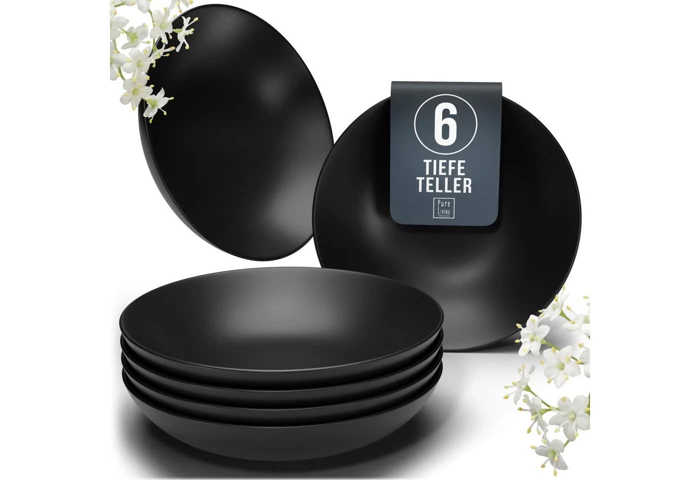 PURE LIVING Geschirr-Set Manhattan 6er Schwarz Steingut - Bild 2