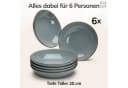 PURE LIVING Geschirr-Set Steingut Rauchblau Landhausstil 6er Bild 5